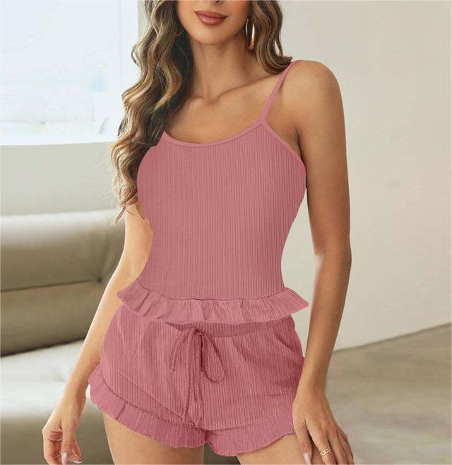 Textured Solid Color Pajama Set