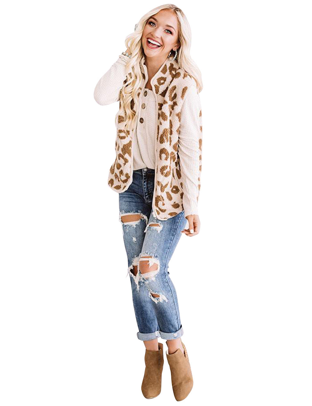 Leopard-print Vest Jacket