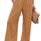 Cotton Linen Tight Waist Wide Leg Pants