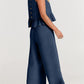 Sleeveless Pleated Vest + Casual Pants