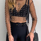 Rhinestone Pearl Mesh Top