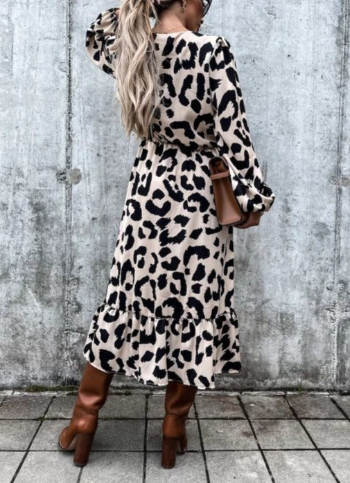 Printed Balloon Sleeve Dress