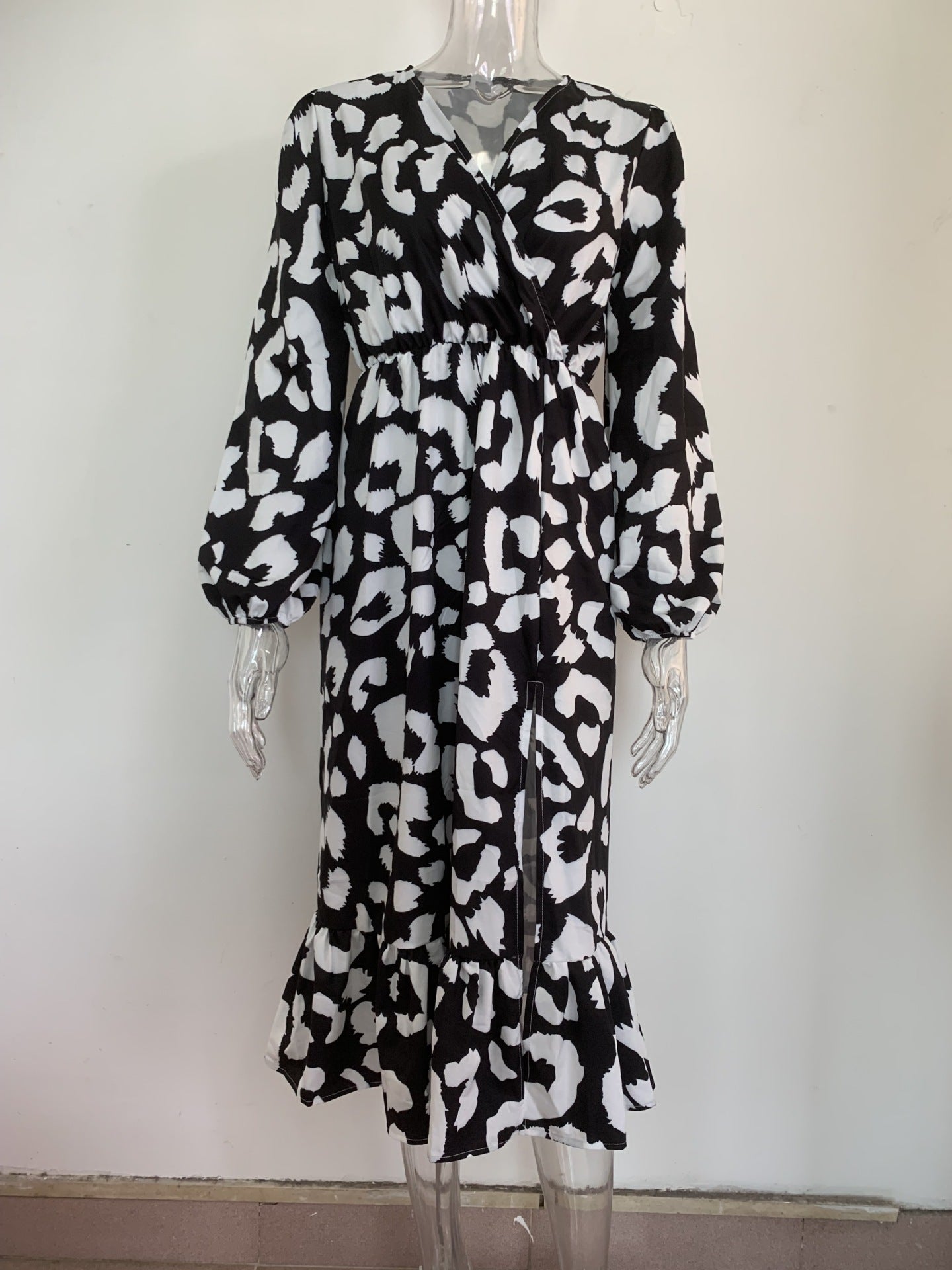 Printed Balloon Sleeve Dress