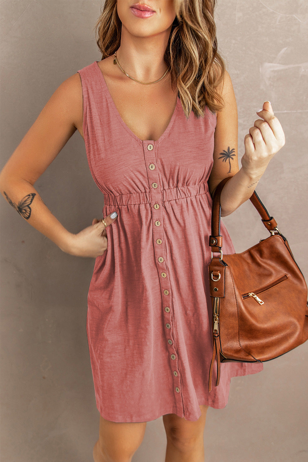 Waist Sleeveless Dress