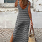 Stripe Print Open Back Sleeveless Dress