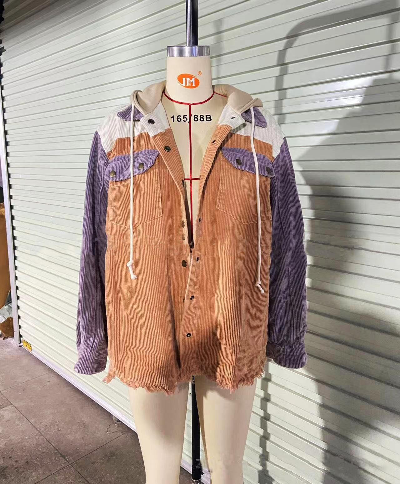 Color Block Corduroy Jacket