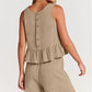 Sleeveless Pleated Vest + Casual Pants