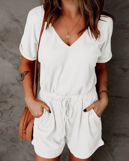 V-neck Pocket Jumpsuit