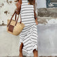 Stripe Print Open Back Sleeveless Dress