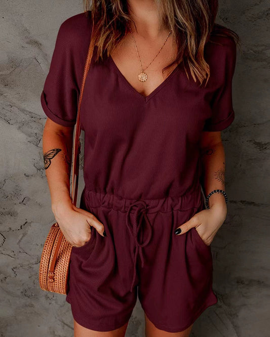 V-neck Pocket Jumpsuit