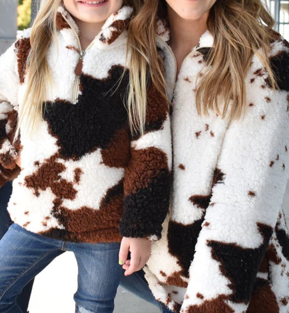 Cow Pattern Parent-child Snowflake Jacket