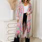 Maxi Cardigan in Multi Colors with Fringe Hem