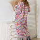 Maxi Cardigan in Multi Colors with Fringe Hem