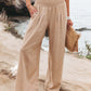 Cotton Linen Tight Waist Wide Leg Pants