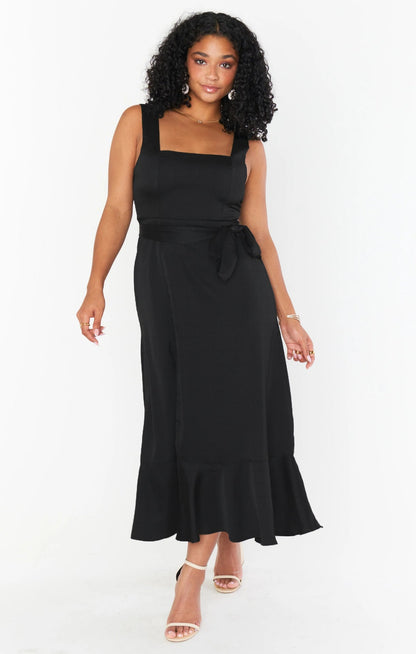 Adjustable Tie-strap Slit Dress