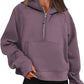 Half Zip Hooded Fleece Short Sweatshirt