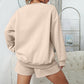 Solid Color Crew Neck Sweatshirt + Shorts Set