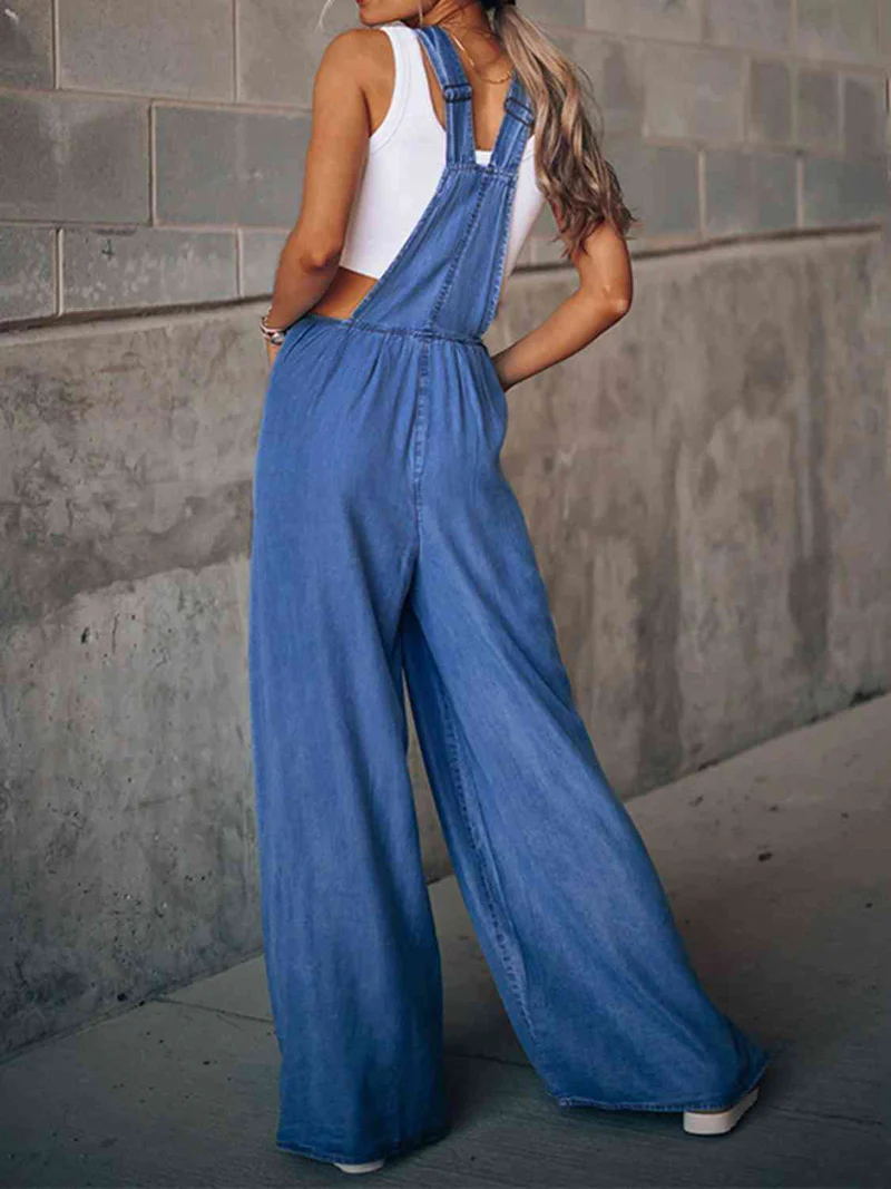 Pocket Denim Overalls