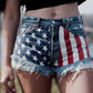 Stars & Stripes Fringed Denim Shorts