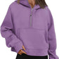 Half Zip Hooded Fleece Short Sweatshirt