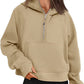 Half Zip Hooded Fleece Short Sweatshirt