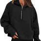 Half Zip Hooded Fleece Short Sweatshirt