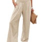 Cotton Linen Tight Waist Wide Leg Pants