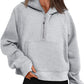 Half Zip Hooded Fleece Short Sweatshirt