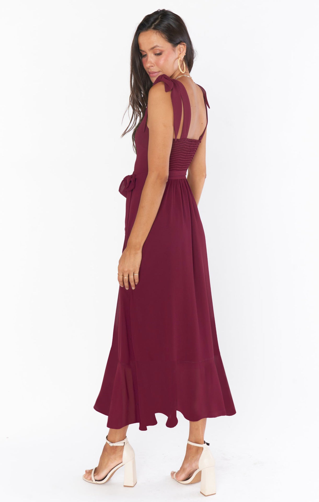 Adjustable Tie-strap Slit Dress