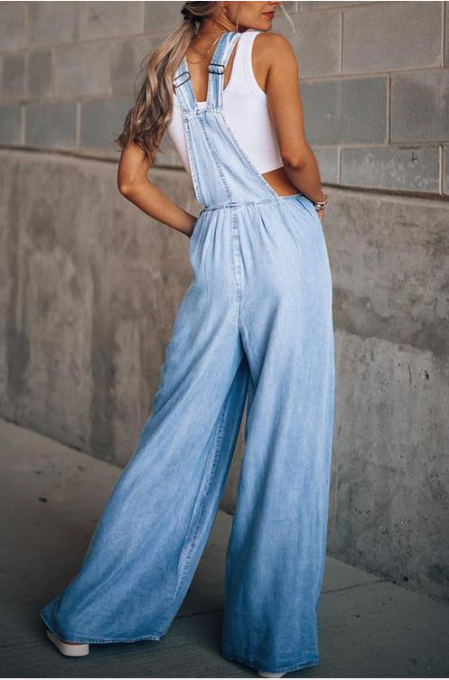 Pocket Denim Overalls