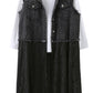 Lace Panel Denim Vest