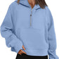 Half Zip Hooded Fleece Short Sweatshirt