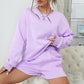 Solid Color Crew Neck Sweatshirt + Shorts Set