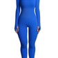 Long Sleeves Solid Color Ribbed Jumpsuit