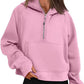 Half Zip Hooded Fleece Short Sweatshirt