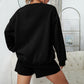 Solid Color Crew Neck Sweatshirt + Shorts Set
