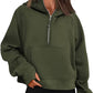 Half Zip Hooded Fleece Short Sweatshirt