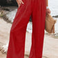 Cotton Linen Tight Waist Wide Leg Pants