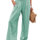 Cotton Linen Tight Waist Wide Leg Pants