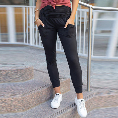 High Waist Pleated Pocket Joggers