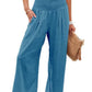 Cotton Linen Tight Waist Wide Leg Pants