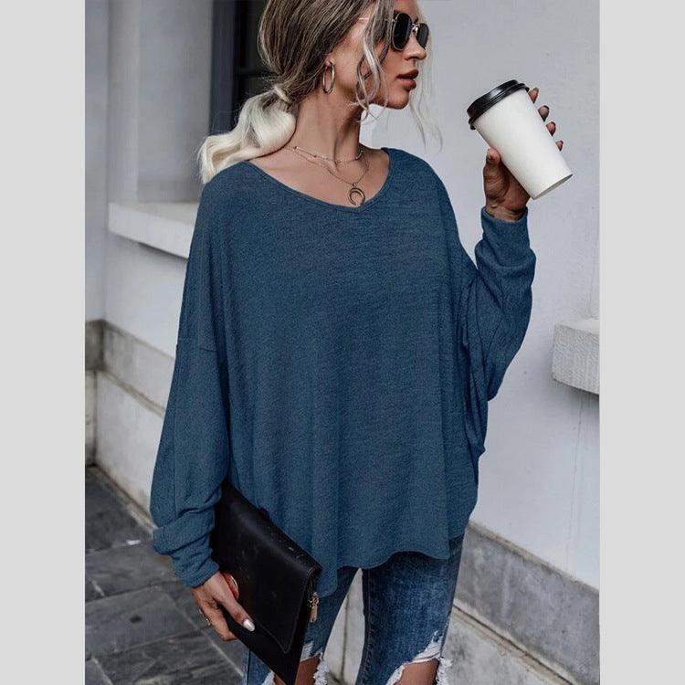 Solid Loose Lace-up Dropped Shoulder T-shirt