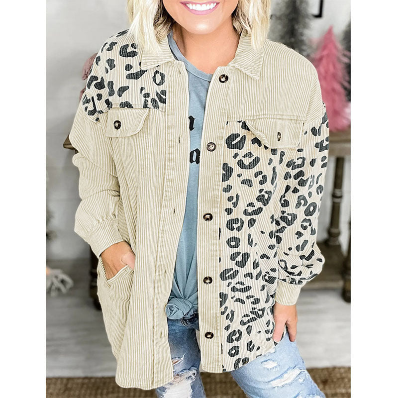 Leopard-print Corduroy Jacket