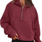 Half Zip Hooded Fleece Short Sweatshirt