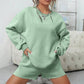 Solid Color Crew Neck Sweatshirt + Shorts Set