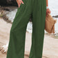 Cotton Linen Tight Waist Wide Leg Pants