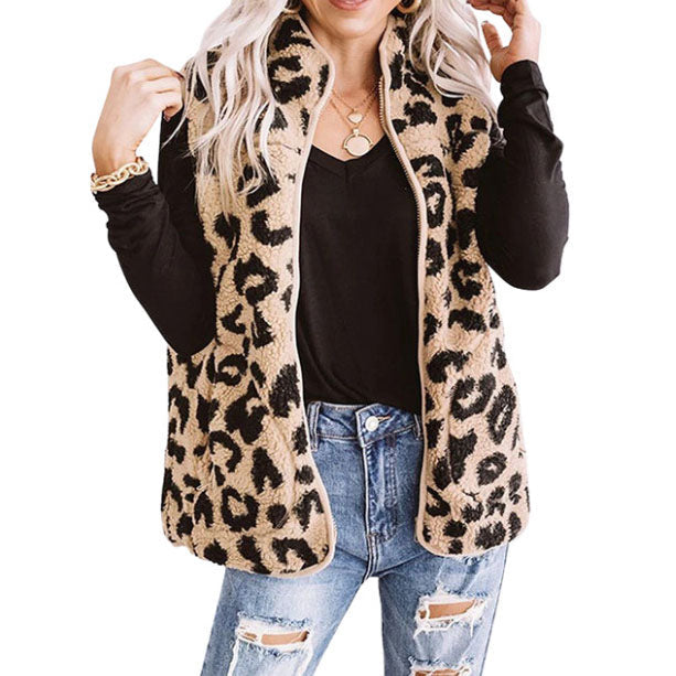 Leopard-print Vest Jacket