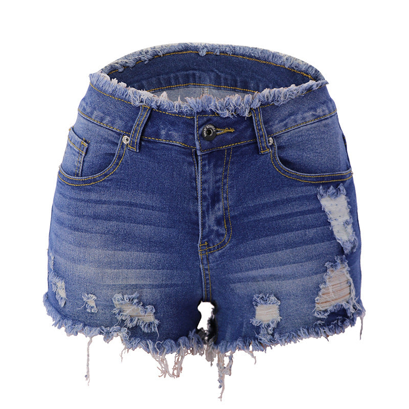 Multicolor Ripped Denim Shorts