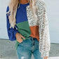 Leopard Patchwork Color Block Long Sleeve Top