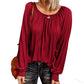 Crew Neck Pleated Long Sleeve Top